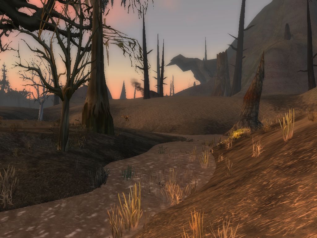 Wyrmbog. The entrance to Onyxia's Lair can be seen in the distance.
