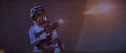 Worf firing phaser rifle