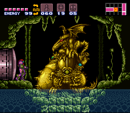 In Super Metroid this statue sinks, providing access to the Tourian elevator.