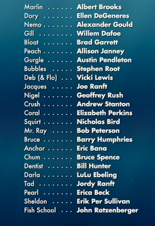 Finding Nemo Credits - Pixar Wiki - Disney Pixar Animation Studios