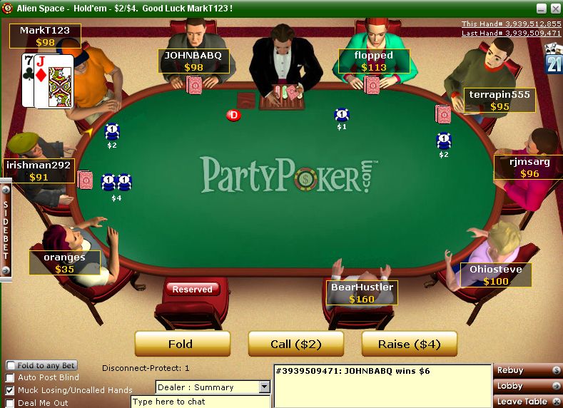 party poker sports decimal odds
