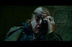 Barty crouch jr. gets revealed as his polyjuice potion wears off.