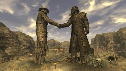 Fallout Wasteland takes place in the same universe? is a monument in Fallout New Vegas which suggests the games take place in the same universe, with Fallout continuing where Wasteland