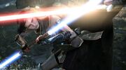 Satele Shan kämpft gegen einen Sith