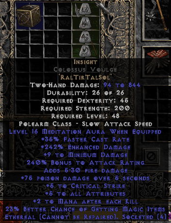 diablo 2 weapon for insight
