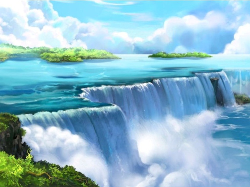 Image - Anime Waterfall Wallpaper yvt2.jpg - Temple of Dragons Wiki