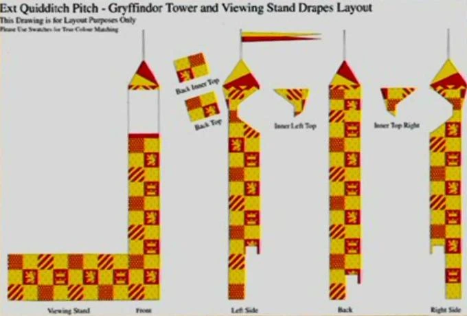 Image - Quidditch Pitch - Gryffindor Tower and Viewing Stand Drapes ...