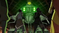 Korra y el grupo enfrentando a las Nuevas Armas