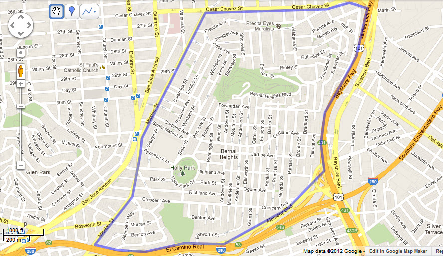 Annotated Bernal Heights Map