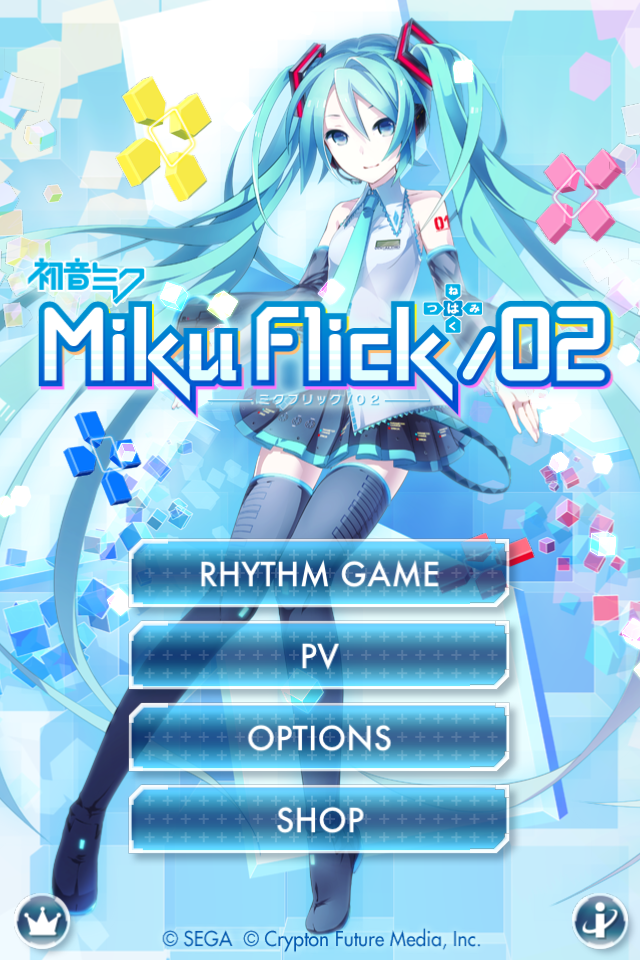 The Miku Flick/02 title screen.