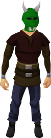 Green h'ween mask equipped