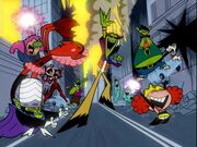 Villians destroying Townsville