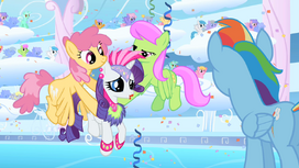 Dizzy Twister and Merry May carry Rarity S1E16
