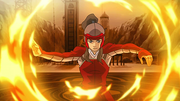 Korra defendiéndose