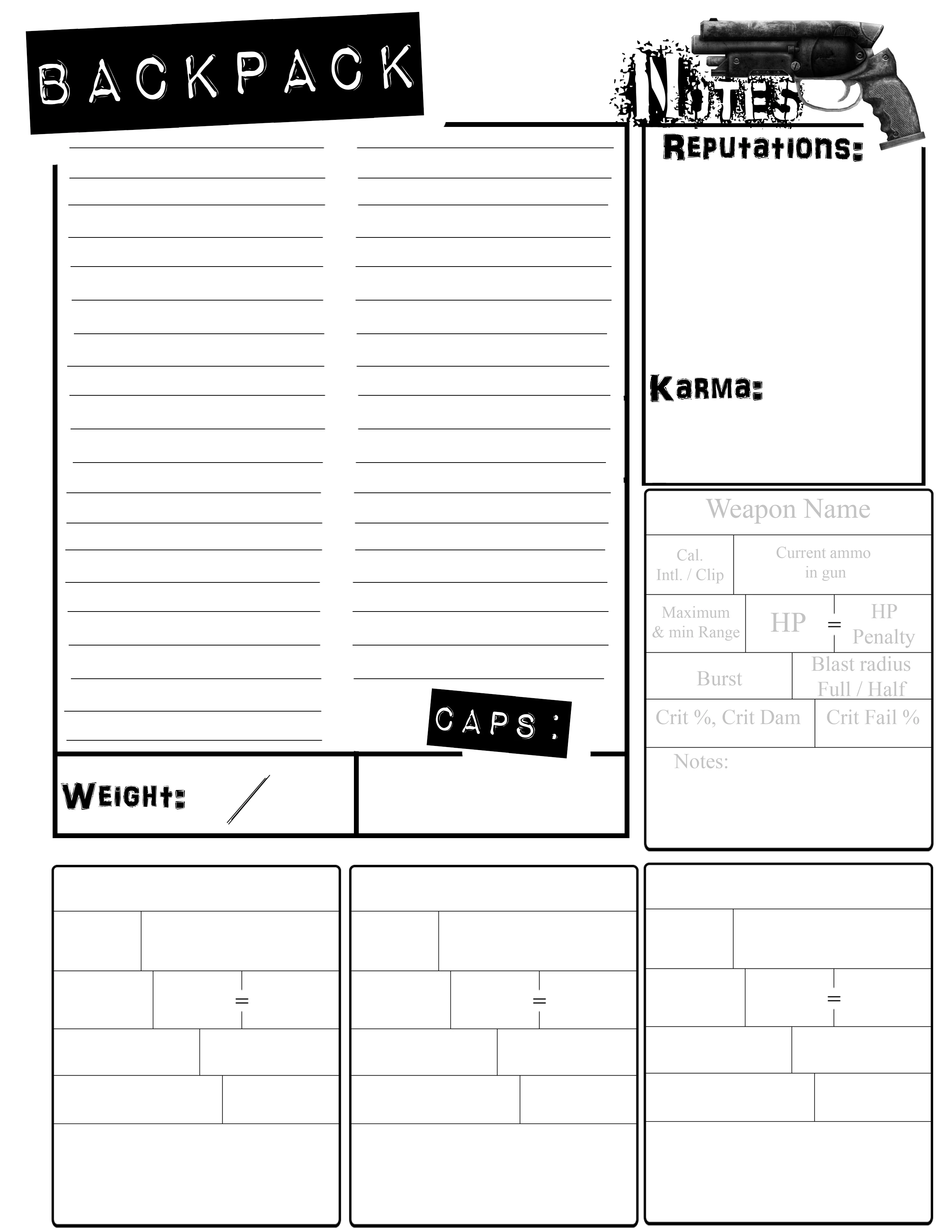 Play Materials - Fallout PnP