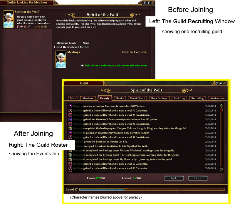 Guild Recuriting and Roster Windows