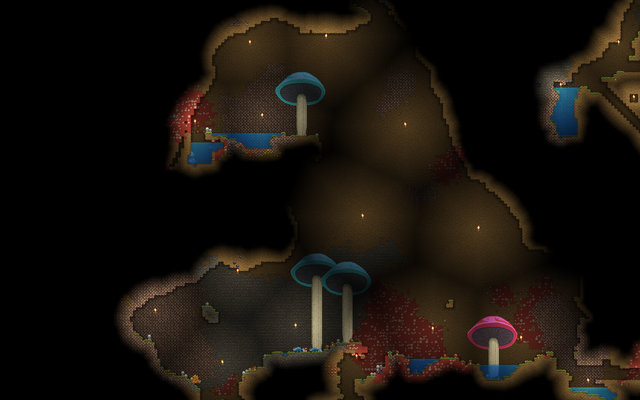 Starbound биом грибных пещер