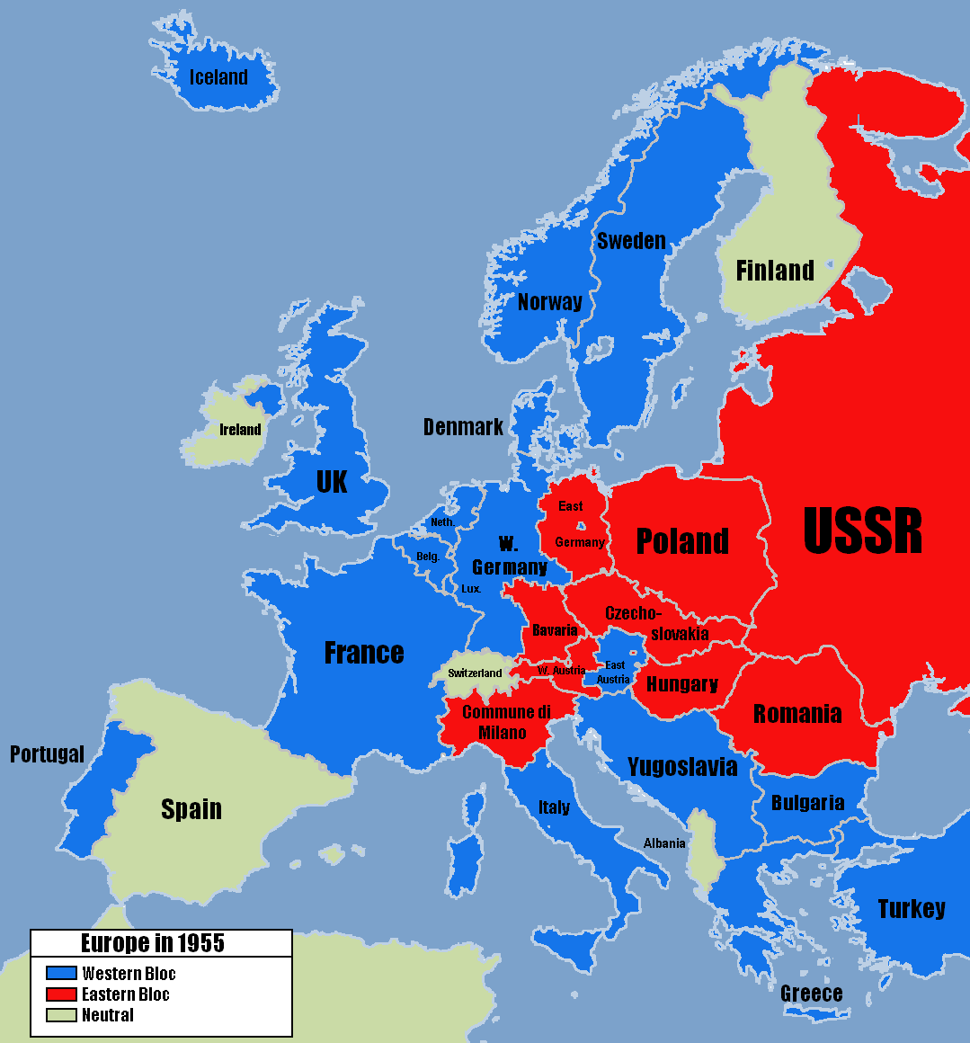 Карта 1953 года европы