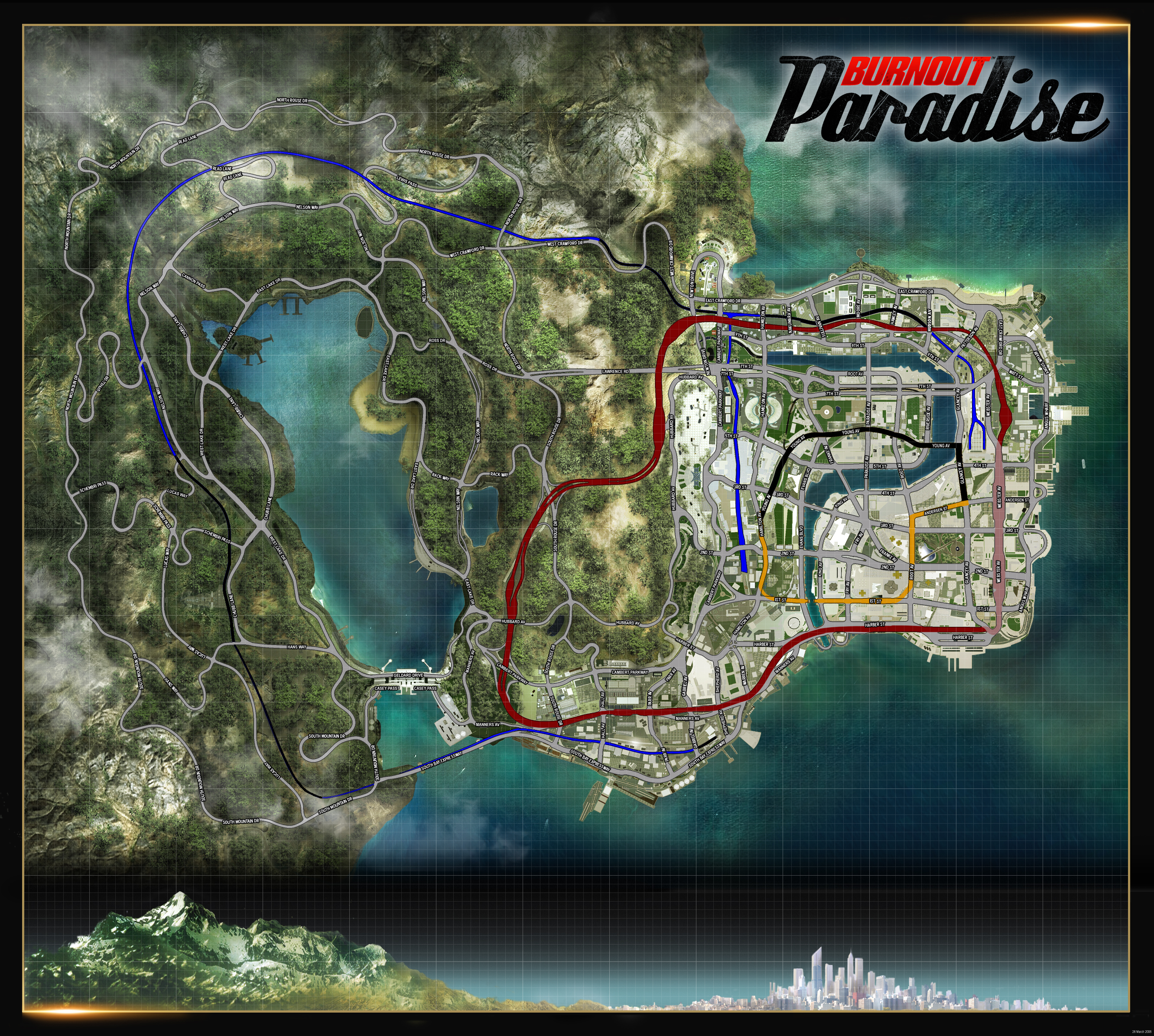 Burnout paradise карта