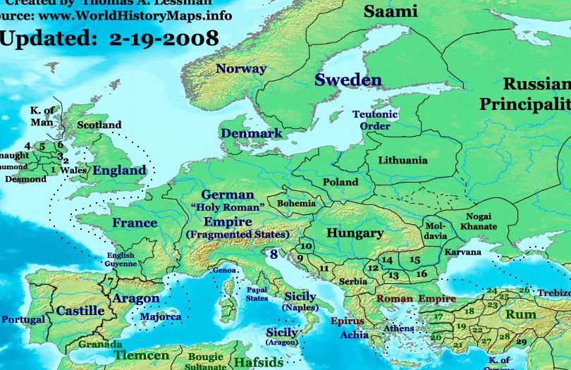 Europe 1300 World History Map Europe Map Historical Maps - Bank2home.com