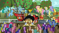 Crowd looking at the Super Speedy Cider Squeezy 6000 S2E15