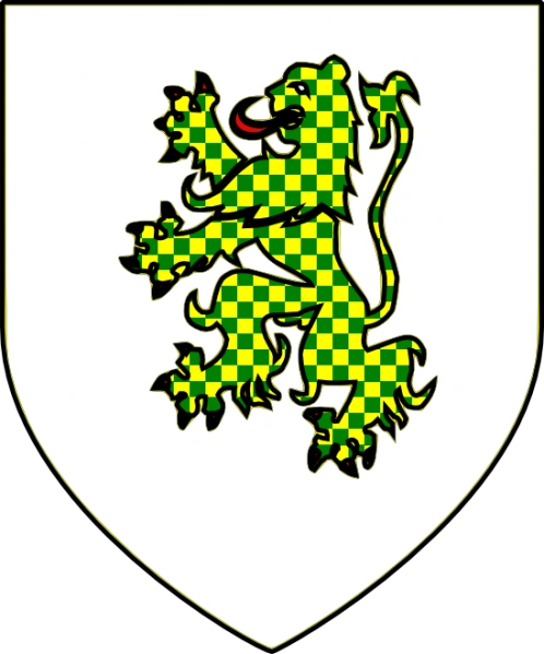 家徽  白底上是绿色和金色 用后腿站立的切凯狮子 封地 坚定塔 现任