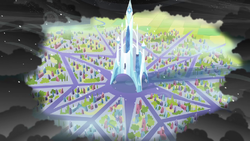 Crystal Empire surrounded by King Sombra S3E2