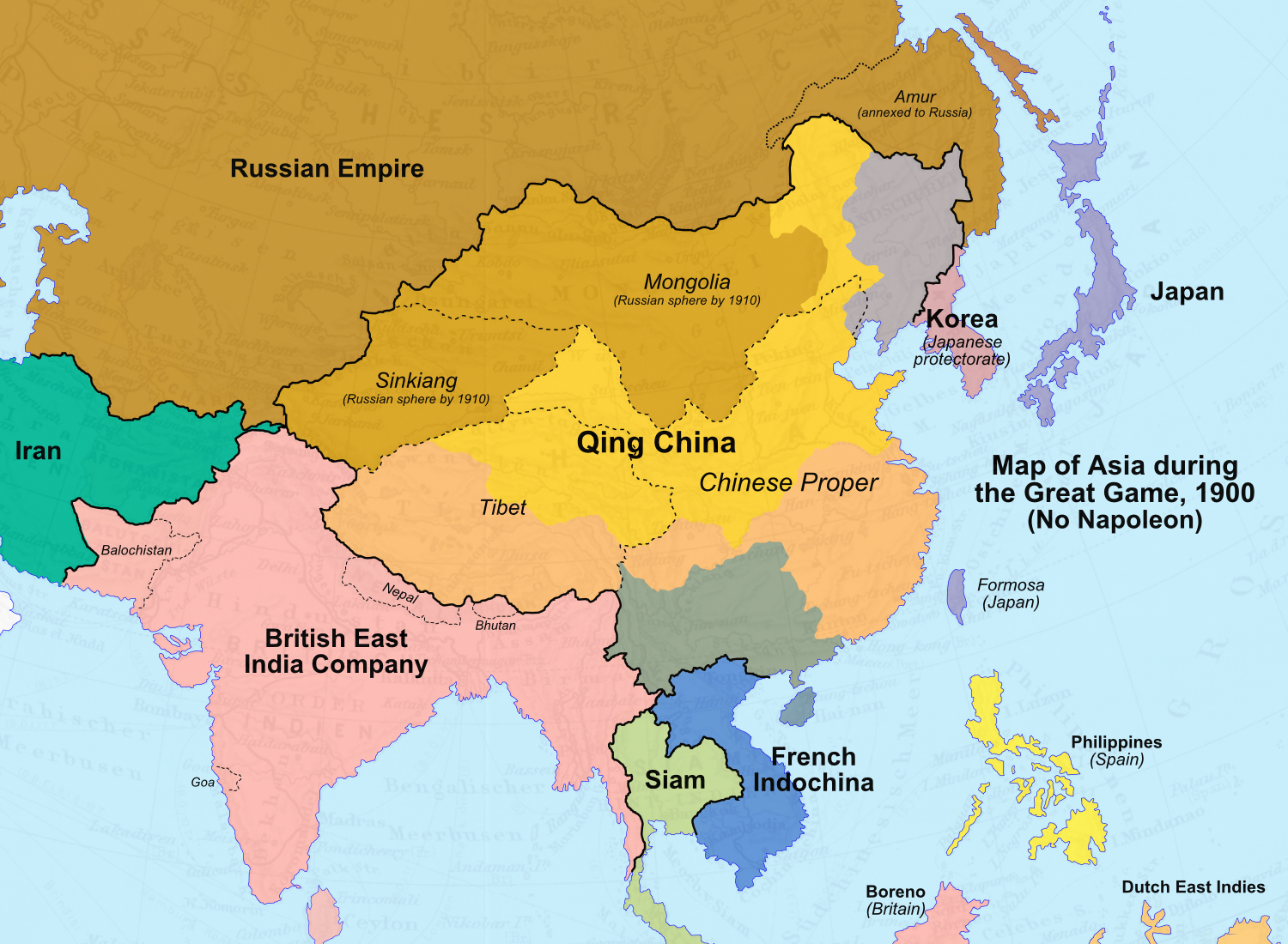 Карта азии в 1900 году