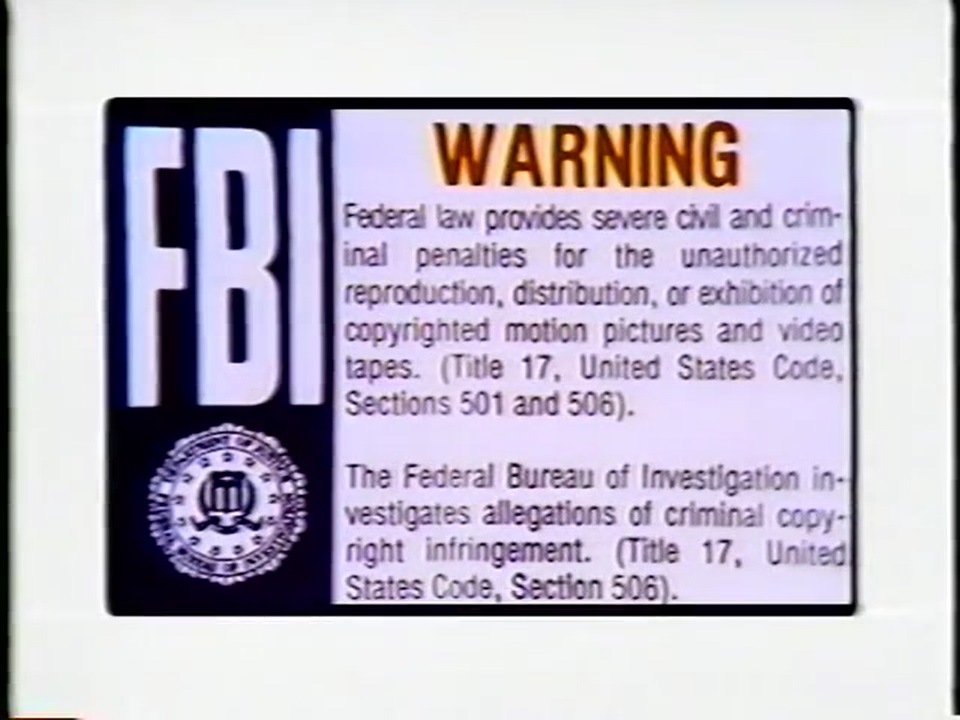 WCI/Warner Home Video Warning Screens - The FBI Warning Screens Wiki