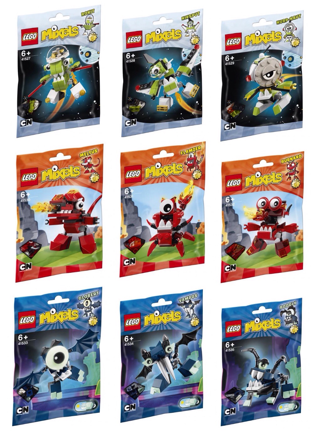 Lego Series Season 4 Mixels Complete Set Rokit Boogly Globert Vampos ...